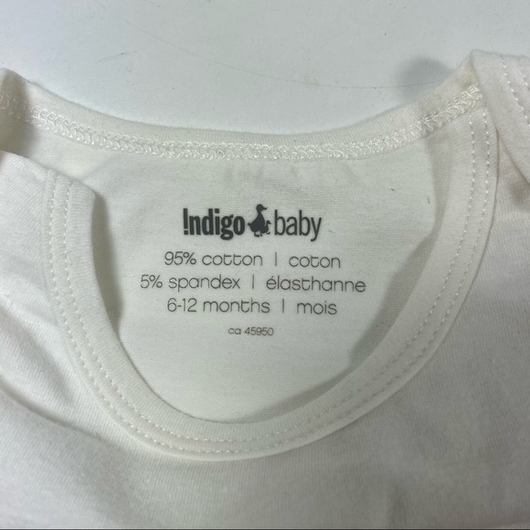 NWT Indigo Baby “loved” ❤️screen print on white onesie Size 6-12M - Picture 3 of 6